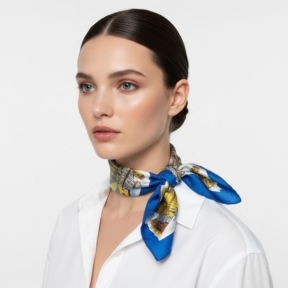 Vintage Accessories - Ricardo Di Firenze blue square women summer spring  scarf